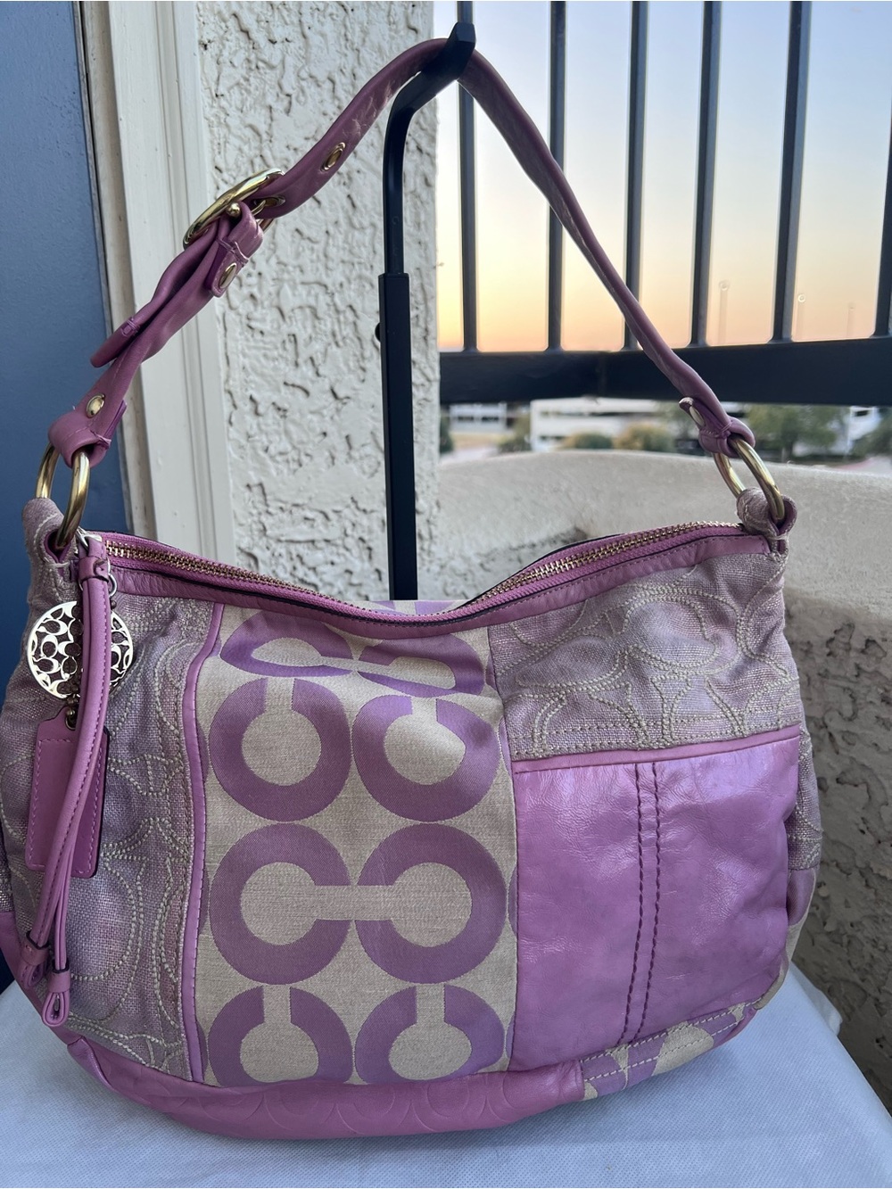 Coach Pink Lavender Ali Patchwork Shoulder Bag